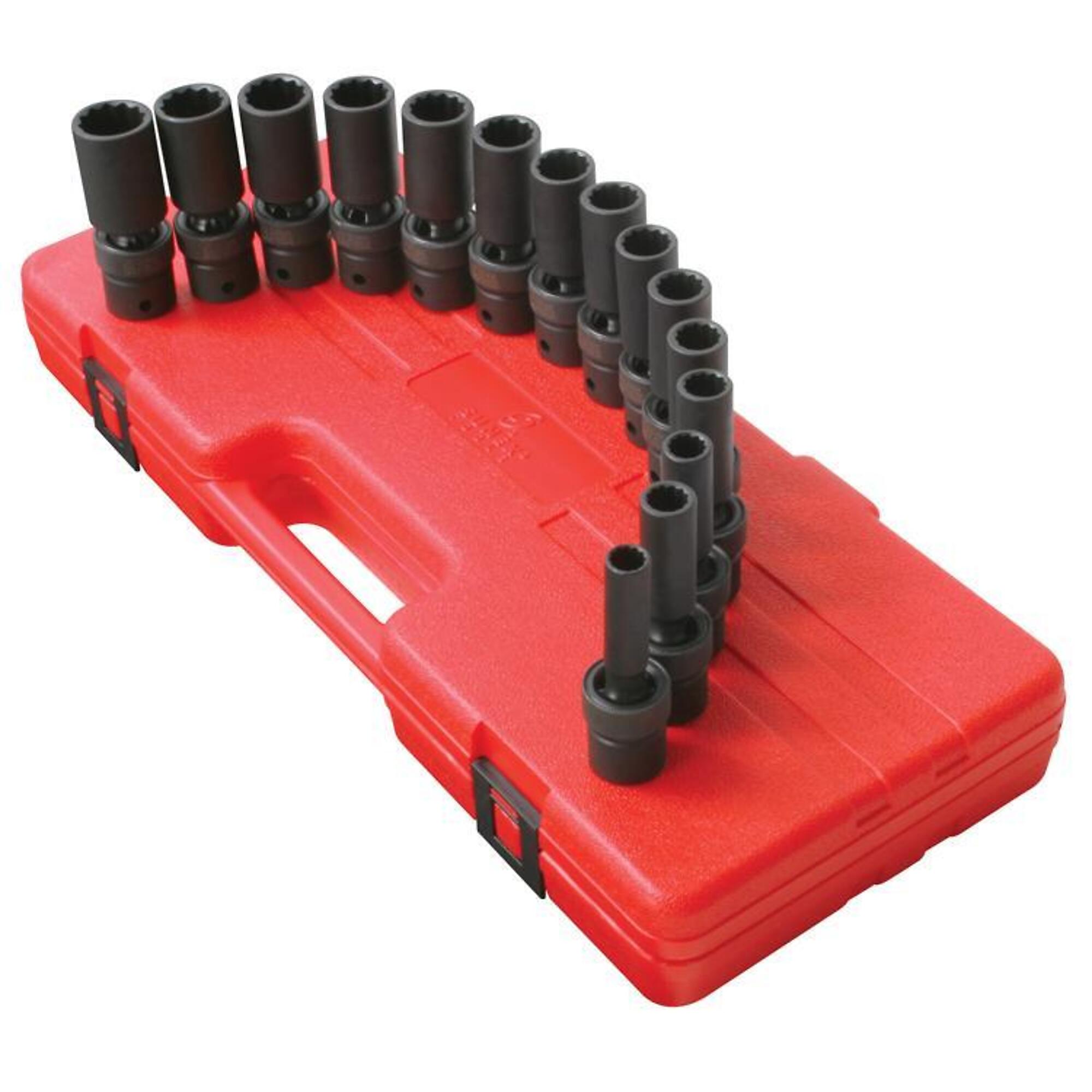 Sunex Tools 1/2in. Drive Metric 12-Point Deep Universal Impact Socket Set — 15-Piece, Model# 2662